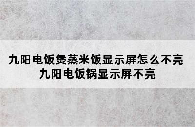 九阳电饭煲蒸米饭显示屏怎么不亮 九阳电饭锅显示屏不亮